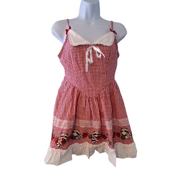 Hot Topic Dresses & Skirts - Thorn & Fable Hot Topic dress womens Small gingham raccoons strawberries